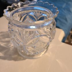 Cut Crystal Container  Sunburst Pattern 