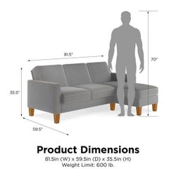 SECTIONAL In Grey , New In Box
