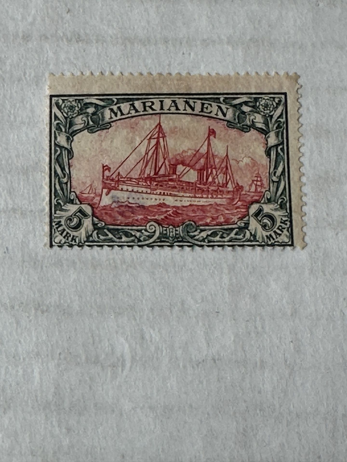 German Marianen 5 Mark Yacht Stamp Mint Hinge
