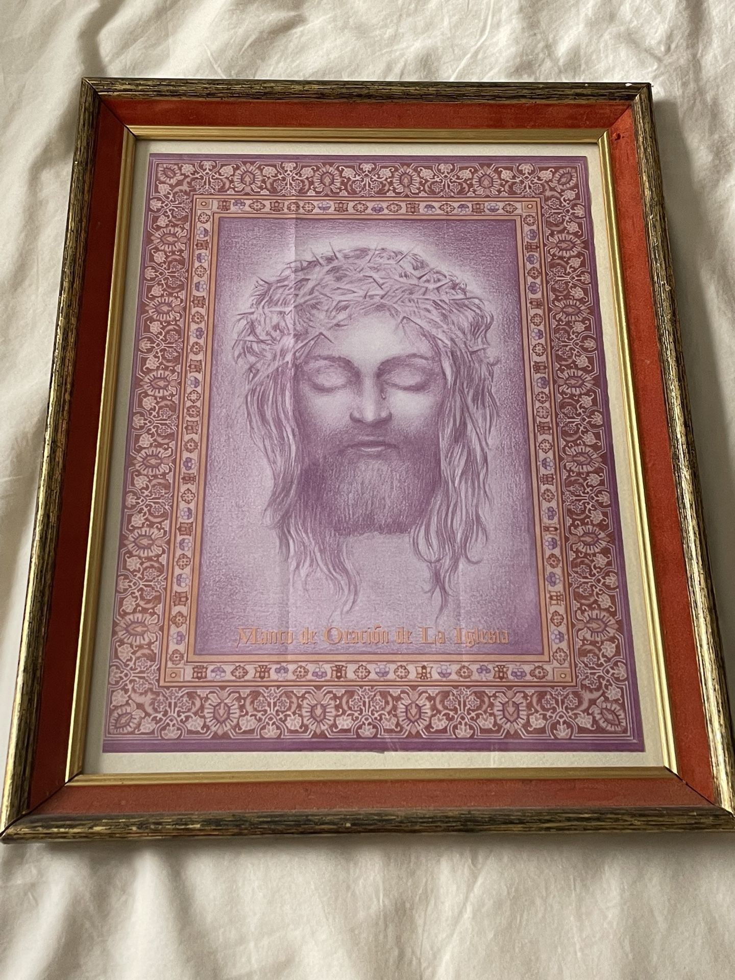 Jesus artwork in Mid Century frame