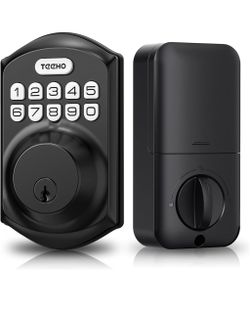 TEEHO TE001 Keyless Entry Deadbolt with Keypad for Front Door, Matte Black ANSI Grade 3 Security, 20 User Codes, Low Battery Alert, IP54 Waterproof, O