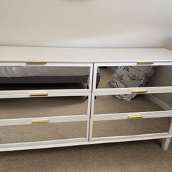 Mirrored Double Dresser 6 Drawers 