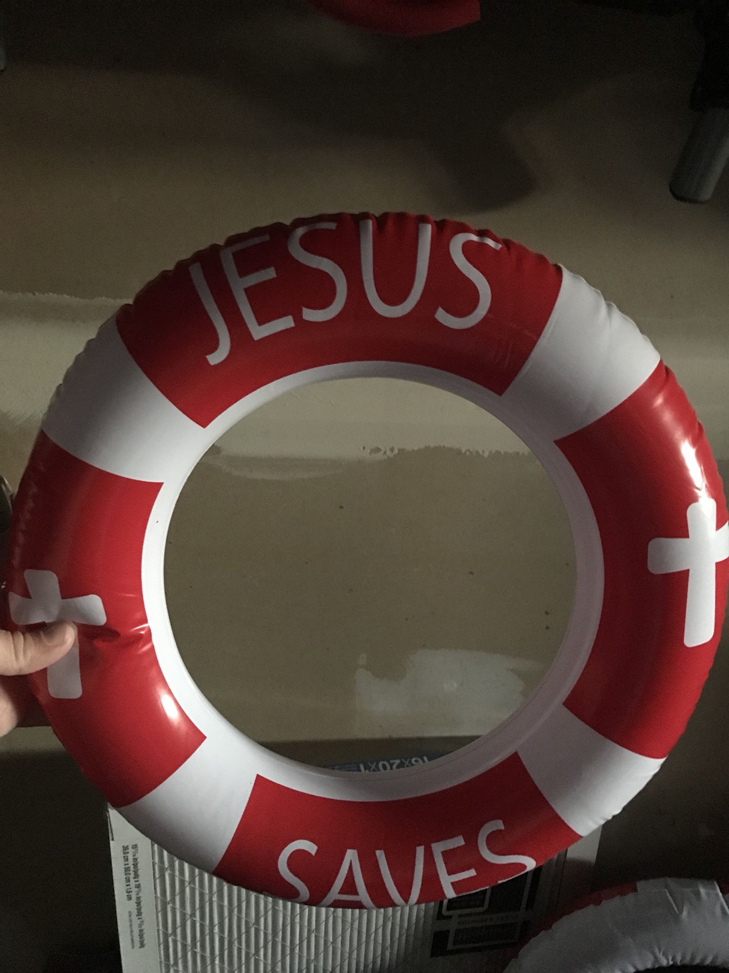7 inflatable Jesus saves life preservers
