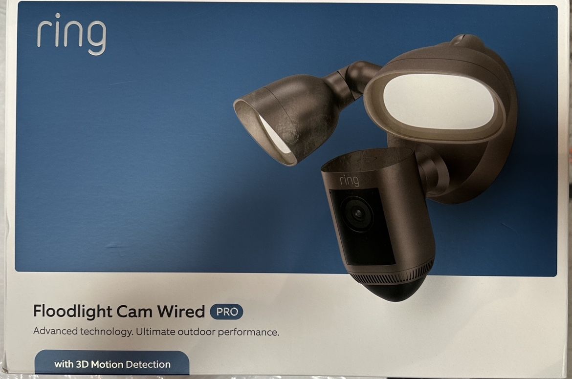 Ring Floodlight Cam Wired Pro with Bird’s Eye View and 3D Motion Detection, Dark Bronze