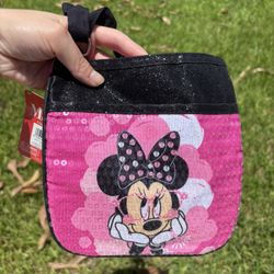 Disney Minnie Mouse Girls Handbag Crossbody Purse Pink Black Sequin Ages 3+