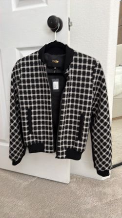Maje size 38 jacket black white checkered grid $340
