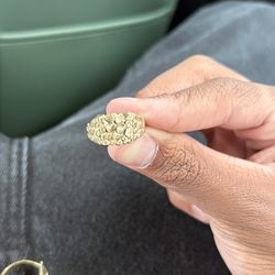 Gold Nugget Ring 14k Solid Gold