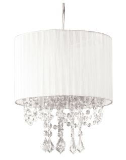 Crystal Chandelier with White Sheer Round Shade