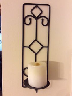 Wrought iron wall candle holder 15 tall 5 wide