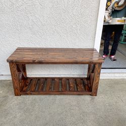 Wood Bench With Under Storage