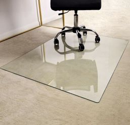 Office Chair Mat for Carpet - 36" x 46" Tempered Glass Floor Mat - for Office Chair on Carpet - 1/6" Thick Clear Computer Floor Mat with 4 Anti-Slip P