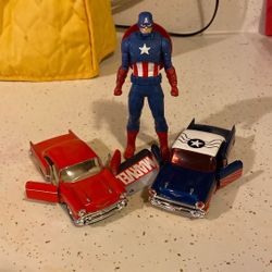 2 ….1957 Chevys And a Captain America Figure 