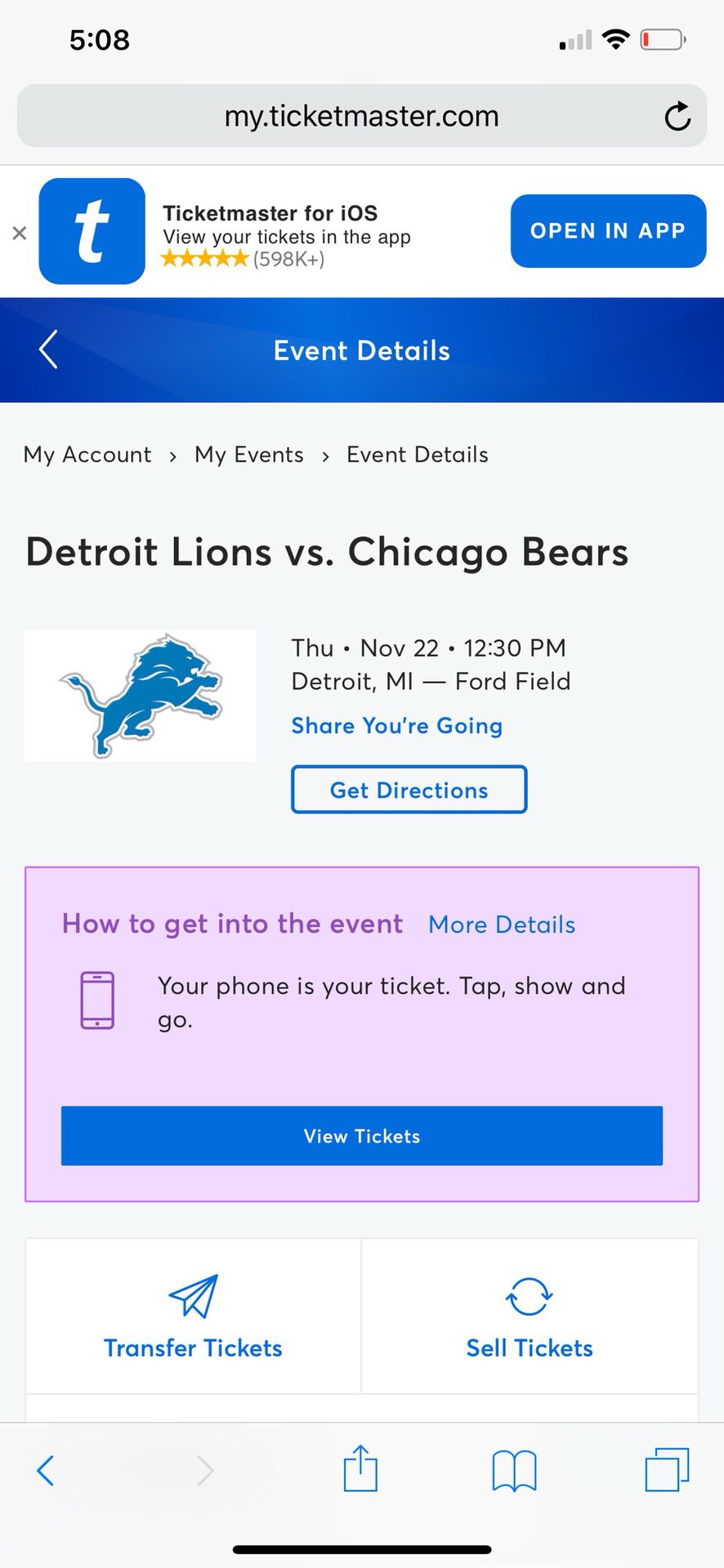 Detroit lions vs Chicago bears THANKSGIVING GAME