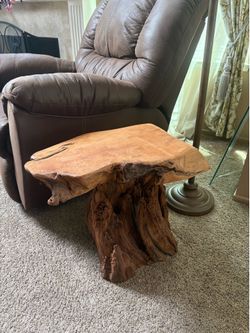 Custom redwood end table