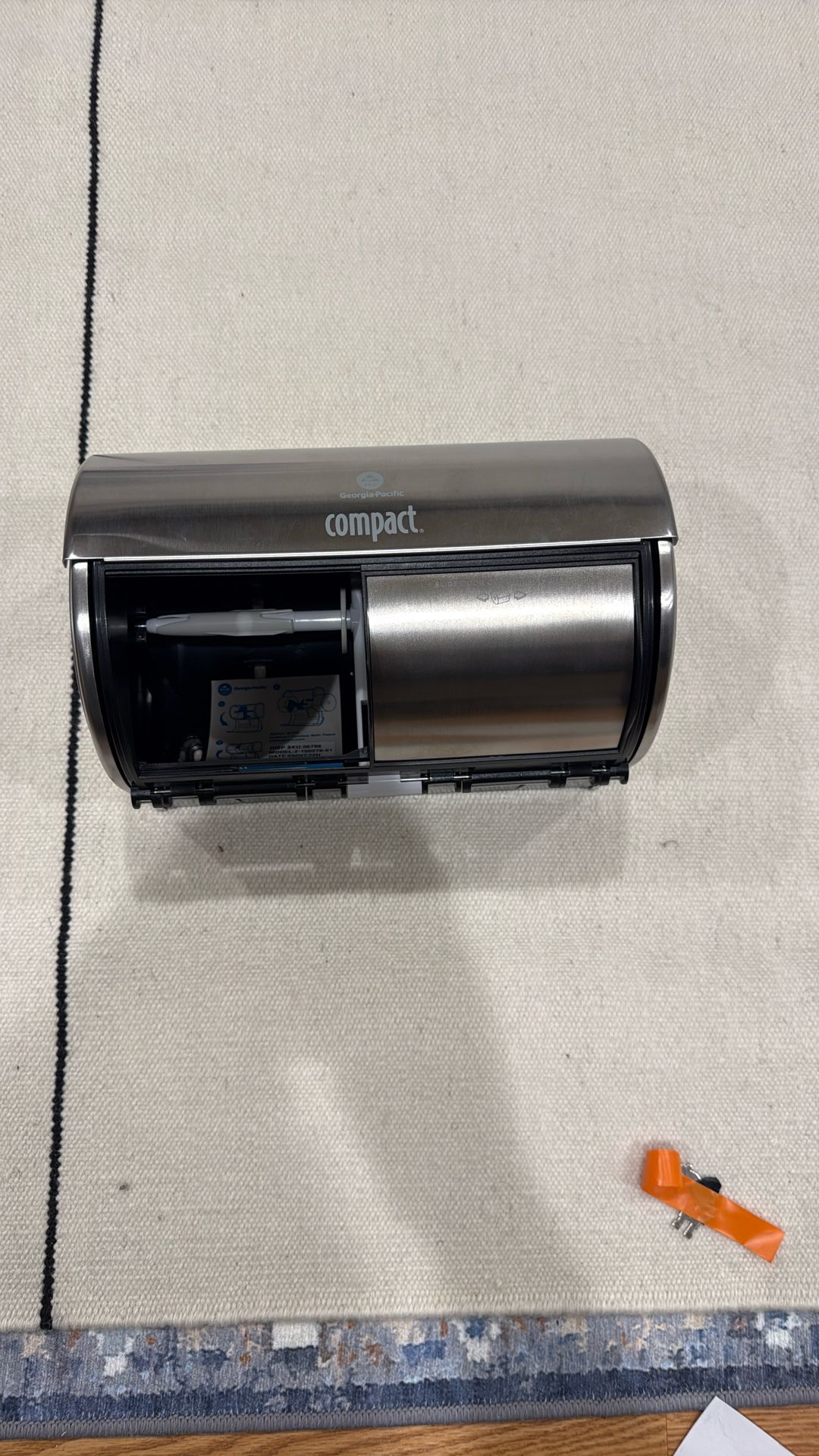 Compact Coreless Side-by-Side Double Roll Tissue Dispenser 