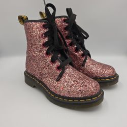 Dr Marten Doc Martens 1460 Farrah Women's Chunky Glitter Lace Up Boots US 5 Pink