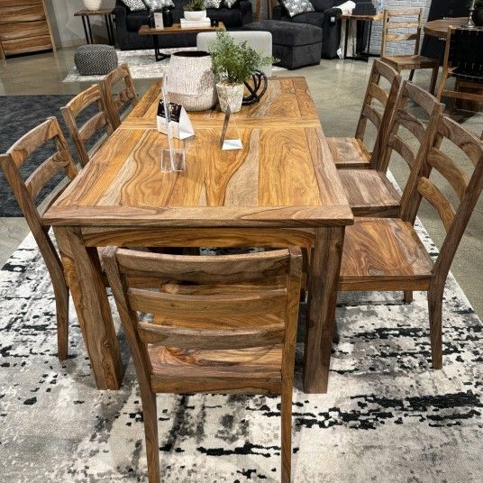 Dressonni Natural Brown Dining Room Set / 7pc
