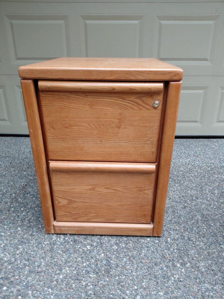 Oak File Cabinet. Solid Oak Front