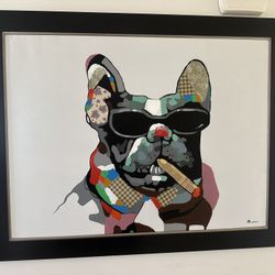 Large Framed French Bulldog Painting– Modern / Pop Art Style