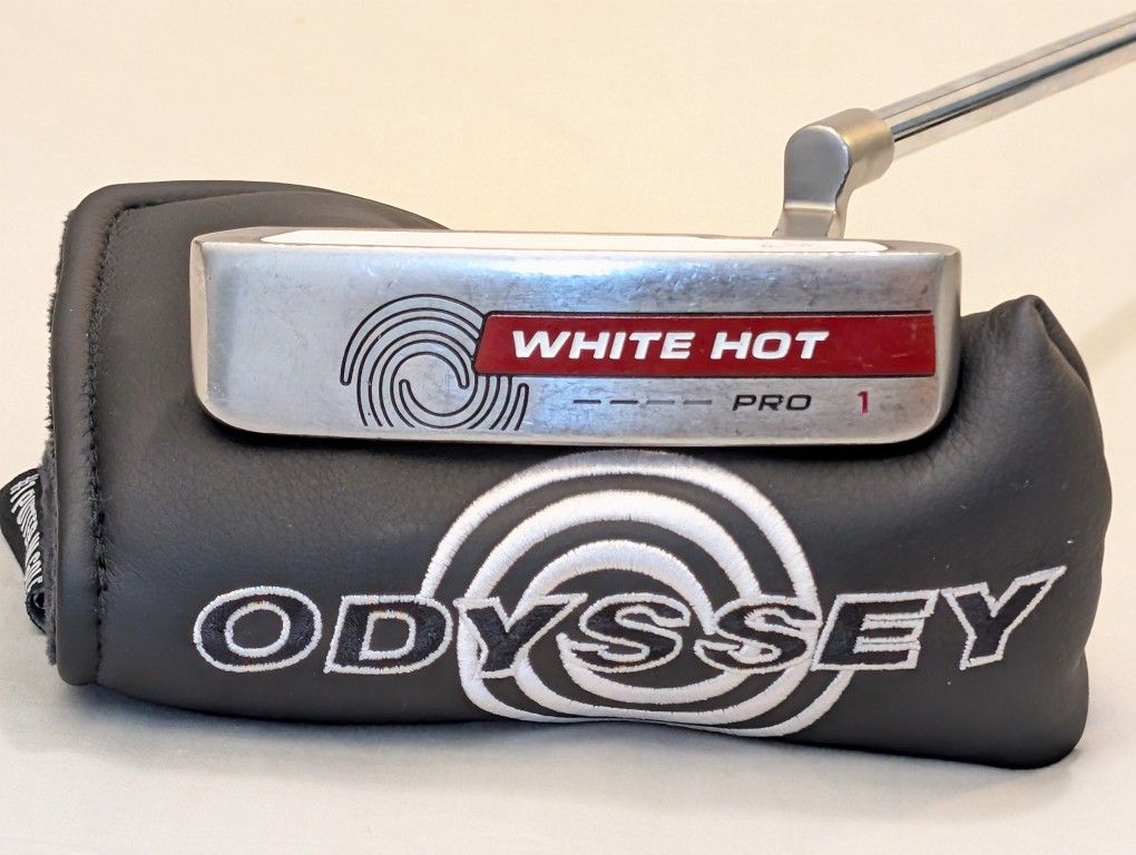RH USED ODYSSEY WHITE HOT PRO PUTTER STEEL SHAFT W/ SUPER STROKE GRIP 