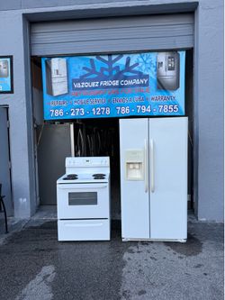 Refrigerator and stove, warranty 3 months, Delivery Available