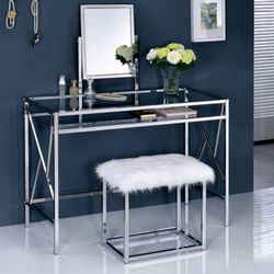 Brand New Chrome Vanity Plus Stool 