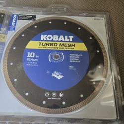 Kobalt CTM10P 10-in Wet Continuous Rim Diamond Saw Blade, turbo mesh blade