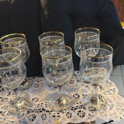 vintage Italian Crystal Etched Barware Wine Glassesi 
