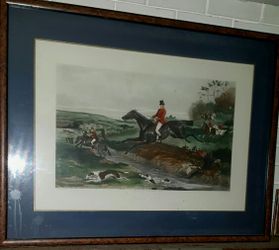 Fabulous Matted & Framed Hunt Scene Lithograph-