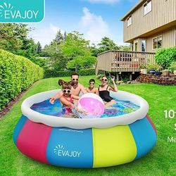 Inflatable Top Ring Swimming Pool with Cover, 10ft x 30in; Brand New, Sealed Box