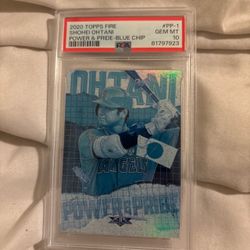 2020 Topps Fire Shohei Ohtani Power & Pride Blue Chip PSA 10
