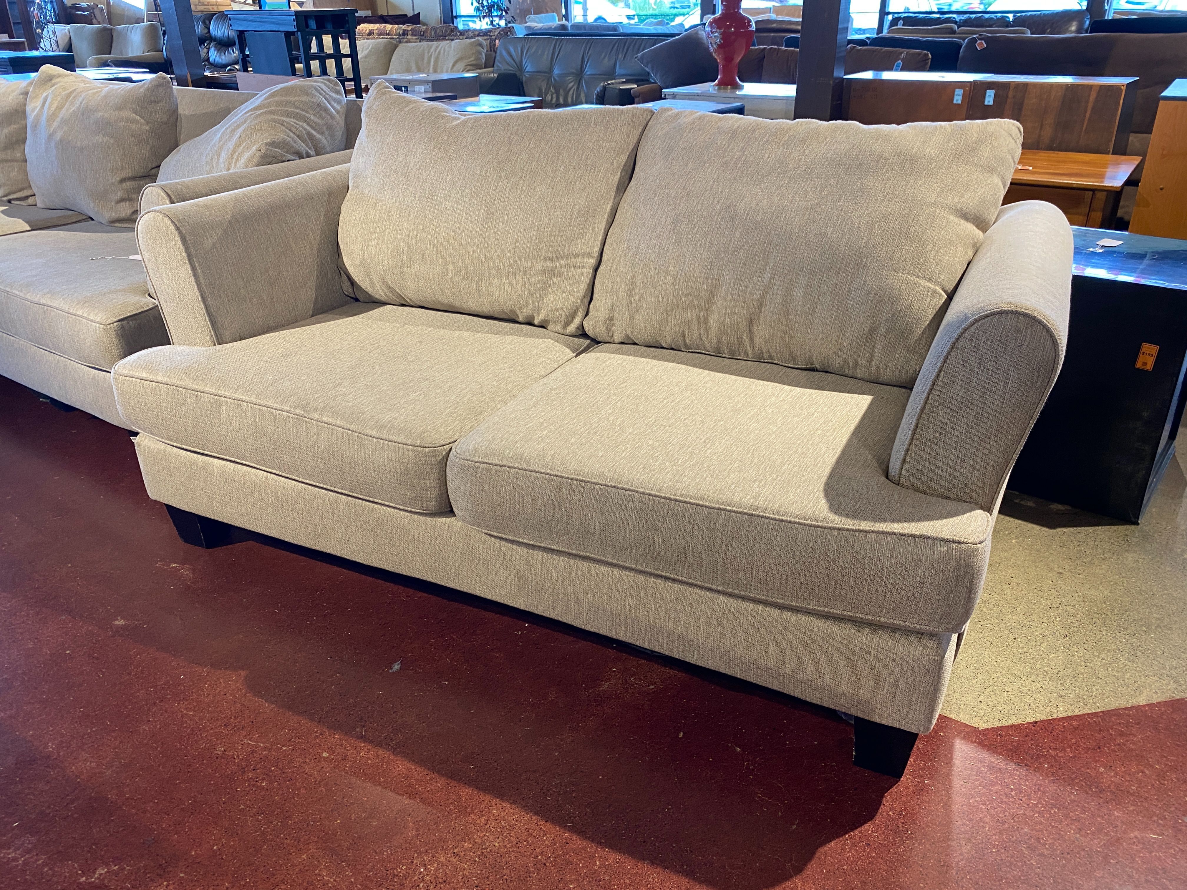Pillow Back 71″ Loveseat in Sandy Beige