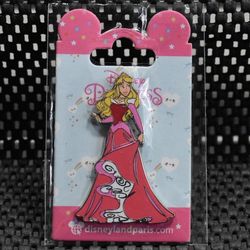Disney Paris Aurora Sleeping Beauty Standing Pink Dress Pin