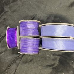 Purple Wired Floral Ribbon 