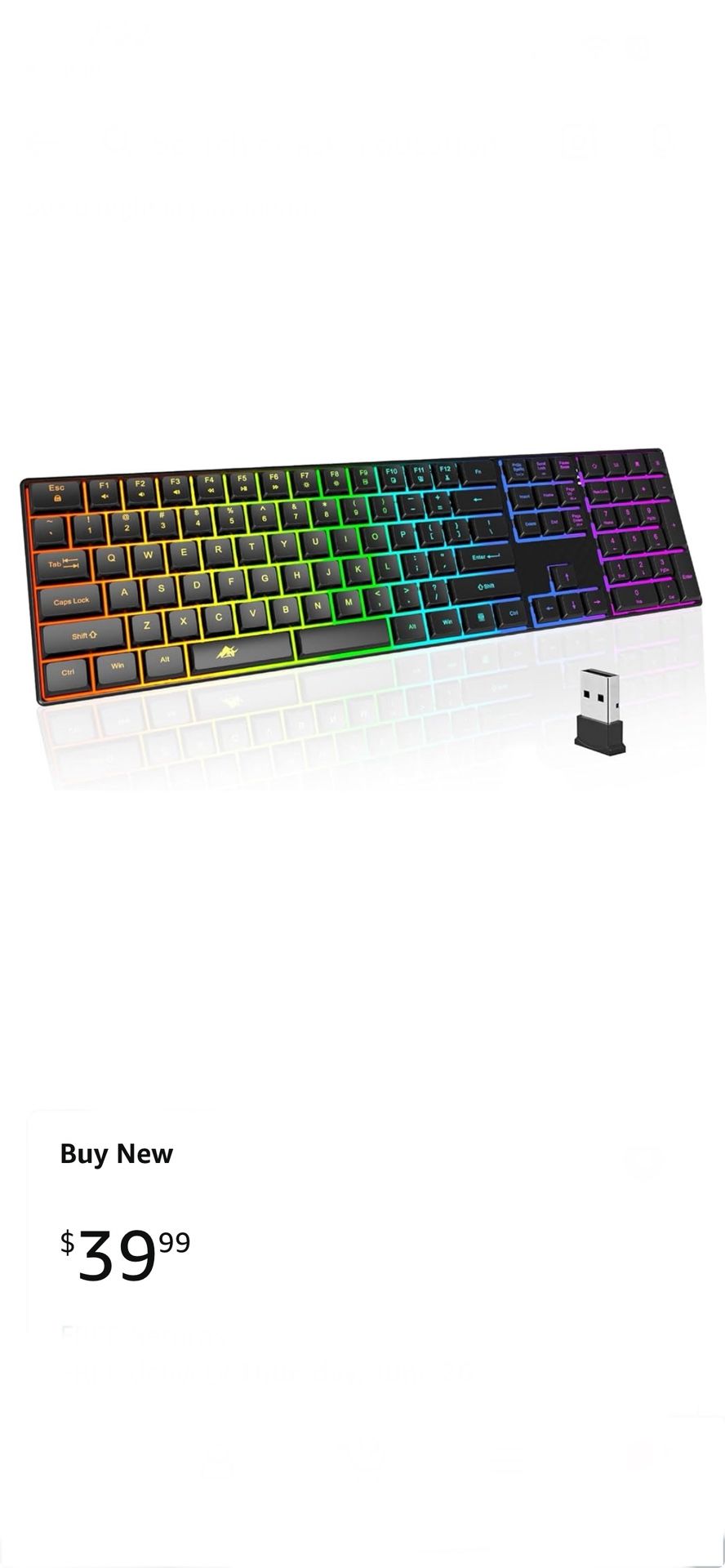 Seenda brand 7- Color Backlit Wireless Keyboard- Grey, MSRP $39.99