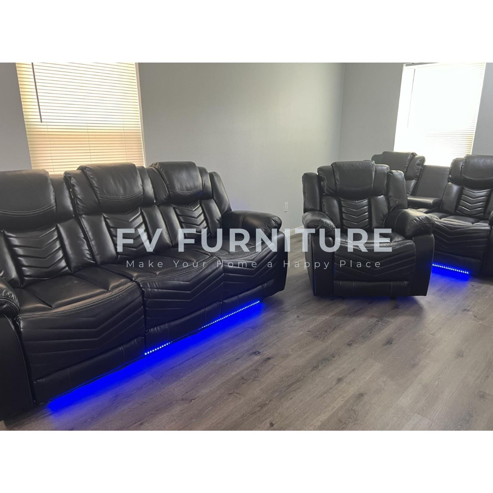 SALA LUCES BLUETOOTH! SOFÁS RECLINABLES DE PIEL NUEVOS! INSTALACIÓN ENTREGA! 3 PAGOS MENSUALES!