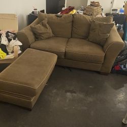 Free Dark Green Loveseat Couch w/ Chaisse