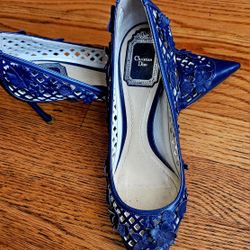 Chrisrian Dior Blue Leather Floral