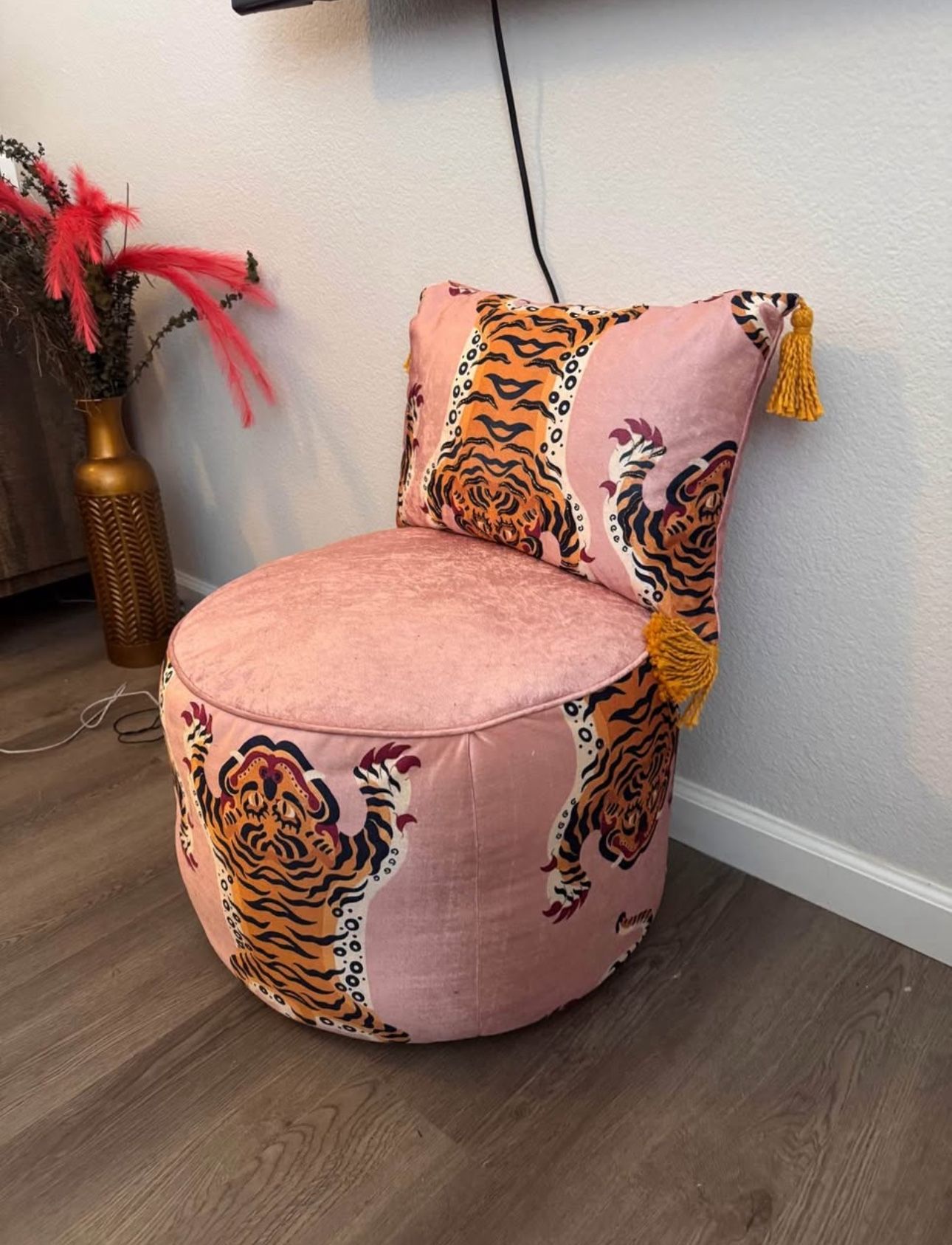 Pink Boho Chair And Pillow Set