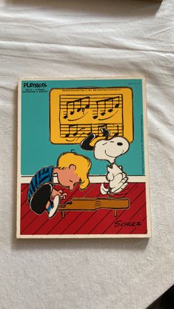 Vintage 1958 Playskool Peanuts Schroeder & Snoopy wooden puzzle