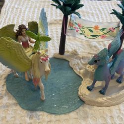 Schleich Island with Dragon & Pegasus