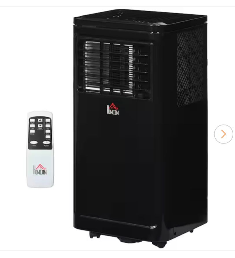 8,000 BTU Portable Air Conditioner Cools 170 Sq. Ft. with Dehumidifier, Fan, Remote and Wheels in Black