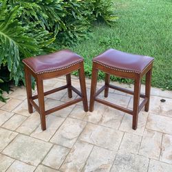 Two Stools, 24” High, 18” Long X 12” Wide. Real Wood Construction