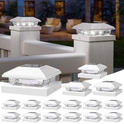 $90 Value 16pc Solar Post Cap Lights NEW For 4x4 Post Cool White LED color