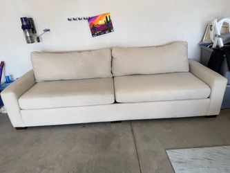 Cream Fabric Two-Cushion Sofa