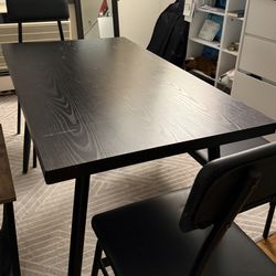 Modern Black Dining Table (110×65 cm) – $45 Table Only / $65 with 2 Chairs – Brookline Pickup