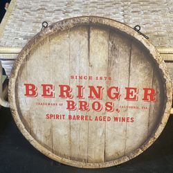 Beringer Bros wine barrel sign