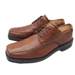 ECCO Men’s Size EU 44 /  US 10-10.5 M Dress Shoes Brown Leather Bike Toe Oxfords