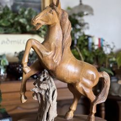 Vintage Wooden Horse Sculpture