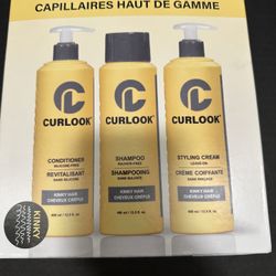 Curlook Premium Haircare System Styling Cream Shampoo & Conditioner 400ml X3